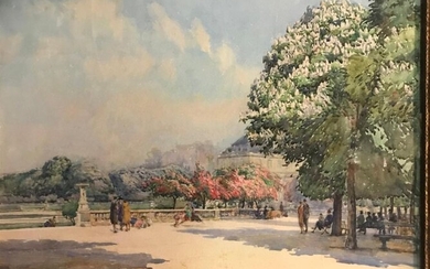 Maurice PELLERIER (1875-?) Le jardin du Luxembourg Watercolour...