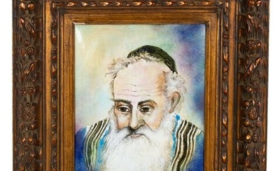 Max Karp, Portrait of a Rabbi, Enamel on Copper