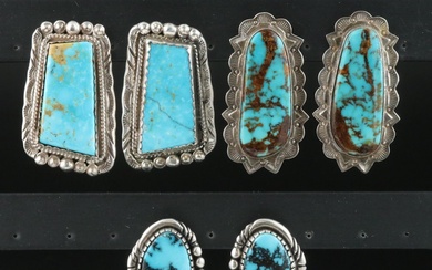 Melvin Frances Navajo Diné Featured in Sterling Turquoise Earrings