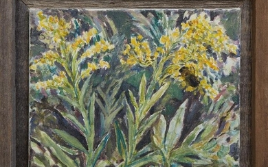 Mia Kaplan (Louisiana), "Abstract Flowers with Bee,"