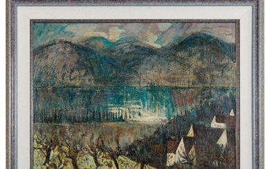 Mid-Century Modern Mountain Scene Signed Balozs