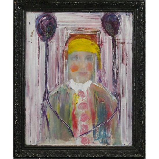 Mid-Century Modern Portrait in Abstract Oil on Canvas