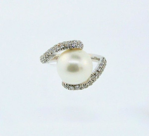 Mikimoto 18k White Gold Cultured Pearl and Diamond