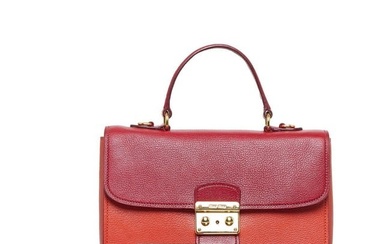Miu Miu Miu Madras Bicolor Handbag Shoulder Bag RN0726 Orange Red Leather Ladies MIUMIU