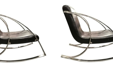Modern Chrome Rocking Lounge Chairs
