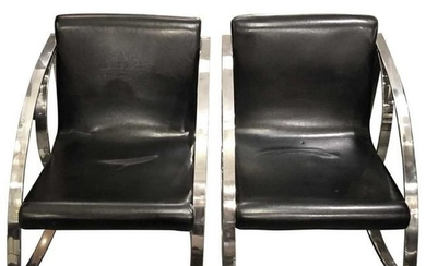 Modern Chrome Rocking Lounge Chairs