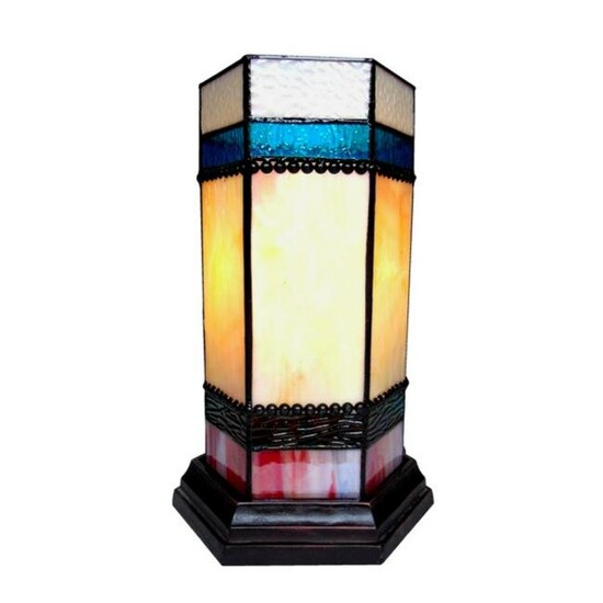 Modern Stained Art Glass Pederstal Lamp