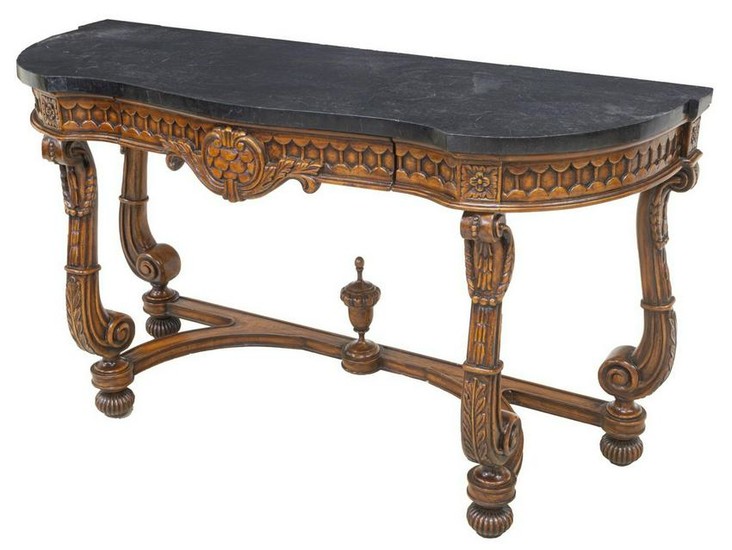 NEOCLASSICAL STYLE STONE TILED TOP CONSOLE TABLE