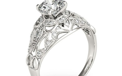 Natural 1.2 CTW Diamond Engagement Ring 14K White Gold