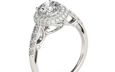 Natural 1.8 CTW Diamond Engagement Ring 18K White Gold