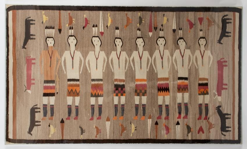 Navajo Yeibichai Weaving with Animal Border