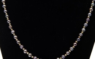 Necklace, 14kt gold and pearl necklace