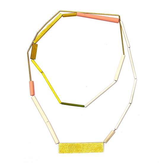 Necklace "New Places" made of gold, email, reconstructed coral &...