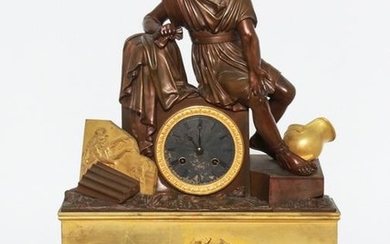 Neoclassical Manner Dore Bronze Mantel Clock, 19 C