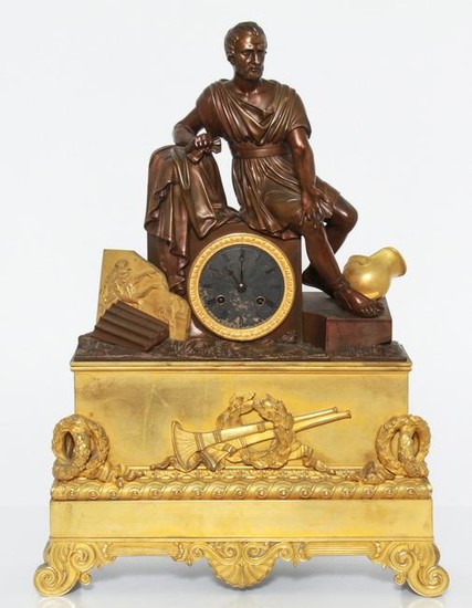 Neoclassical Manner Dore Bronze Mantel Clock, 19 C