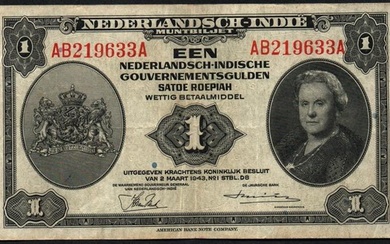 Netherlands East Indies. 1 Gulden 1943 P 111 VF+
