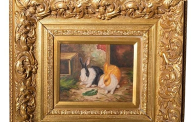 Oil, Two Rabbits