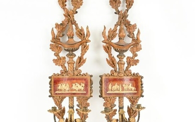 PAIR OF ANTIQUE ADAM STYLE WALL SCONCES
