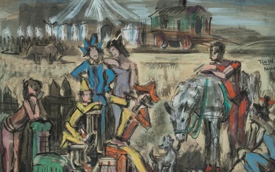 PEDRO FLORES Murcia (1897) / Paris, France (1967) "Circus scene"