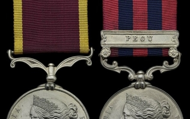 Pair: Fleet Paymaster W. E. L. Veale, Royal Navy India General Service 1854-95, 1 clasp, Pegu...