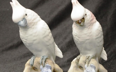 Pair Royal Dux Major Mitchell Cockatoo figures each marked...