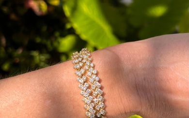 Pair of 18k Yellow Gold Diamond Flexible Line Bracelets