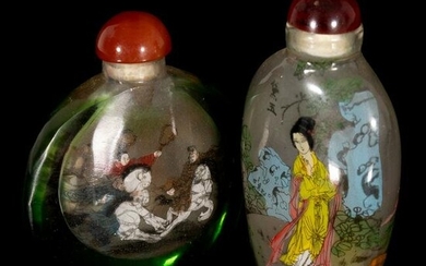 Pair of Chinese Snuff Reverse Painted Bottles