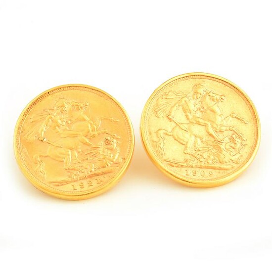 Pair of Gold Coin, 18k Yellow Gold Earrings.
