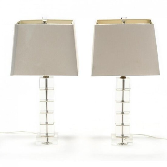 Pair of Modernist Crystal Table Lamps