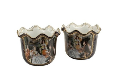 Pair of Sevres Style Porcelain Planters.