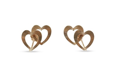 Pair of Tiffany & Co 14K Double Heart Earrings