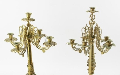 Pair of Victorian Brass Candelabra