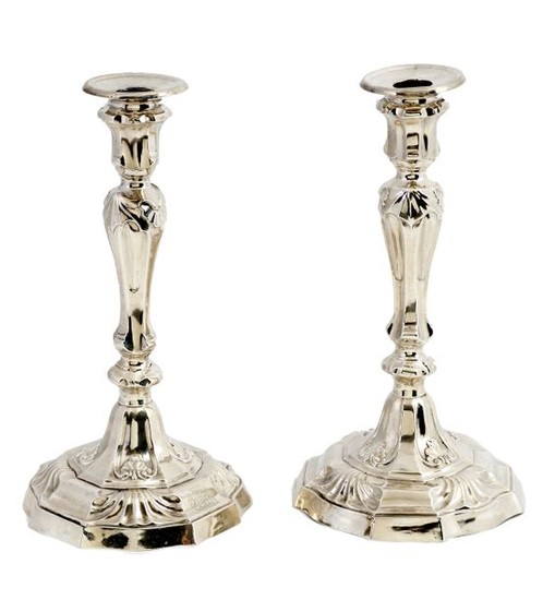 Pair of large Regency style candlesticks in silver...