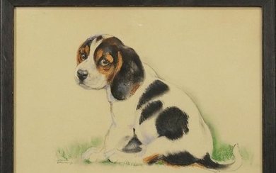 Paul Bransom, American Illustration Art Pastel of Puppy