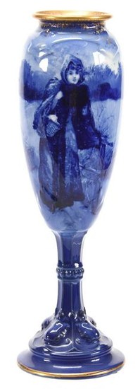 Pedestal Vase, Marked Royal Doulton, Blue Children