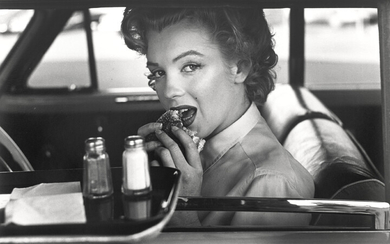Philippe Halsman (1906-1979) Marilyn Monroe (At a drive-in, eating a hamburger)