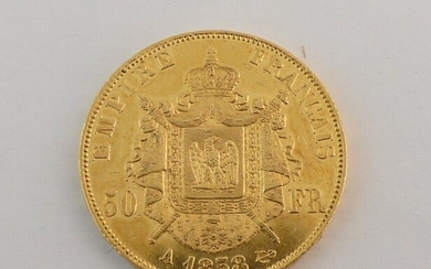 Pièce de 50 francs or 1858A. Poids. 16g.