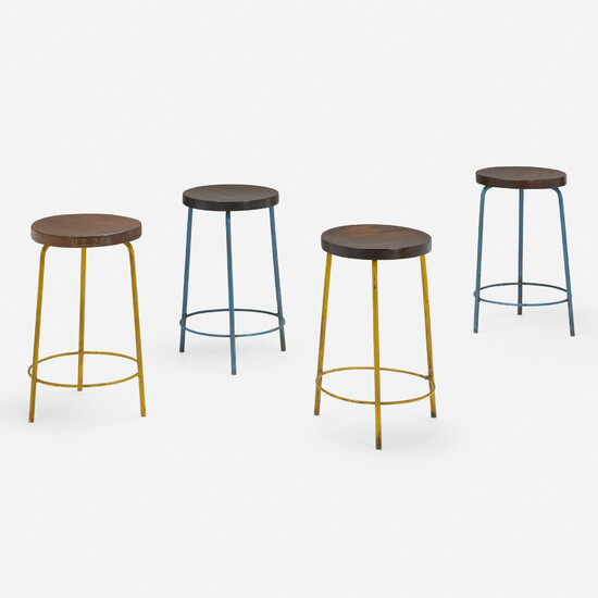 Pierre Jeanneret, Stools from the College of Architecture, Chandigarh, set of four