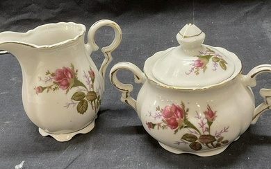 Porcelain Floral Creamer and Sugar Bowl
