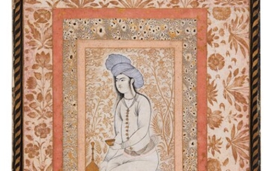 Portrait of a seated youth, illuminated drawing on paper [Safavid Persia, mid-seventeenth century]