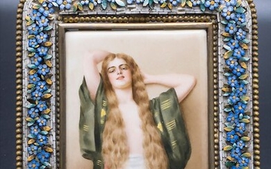 Porzellanbild Damenbildnis / A porcelain picture of a lady, Limoges,...