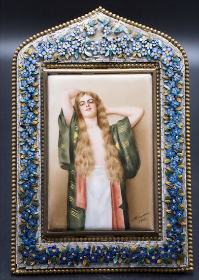Porzellanbild Damenbildnis / A porcelain picture of a lady, Limoges,...