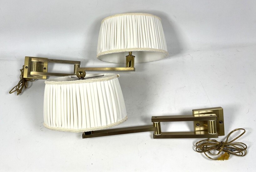 Pr Brass Extension Arm Wall Lamp Sconces.
