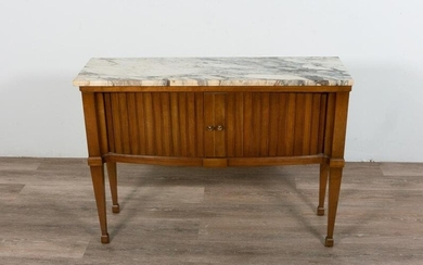 Provincial Style Marble Top Tambour Console