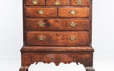 Queen Anne Shell-carved Walnut Chest-on-frame