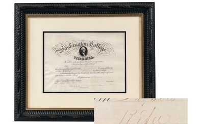 R.E. Lee Signed 1869 Washington College Diploma