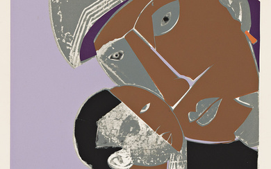 ROMARE BEARDEN (1911 - 1988) Mother and Child. Color screenprint, 1972. 500x147 mm...