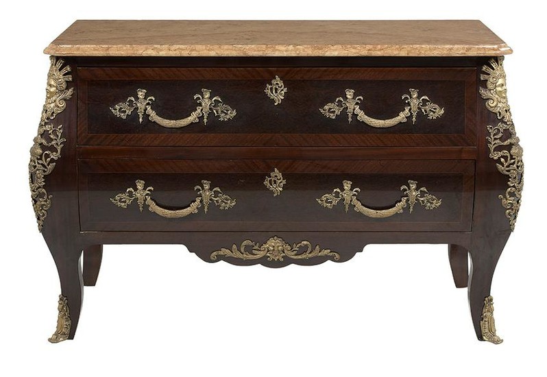 Regence-Style Mahogany and Marble-Top Commode