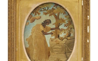 Regency silk memorial picture, Shakespeare's Tomb