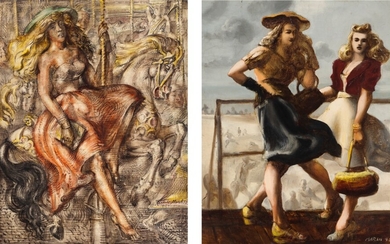 Reginald Marsh (1898-1954), Carousel and Girls on a Boardwalk: A Double-Sided Work